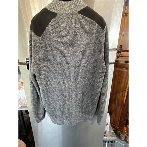 Izod Cardigan Men's Large Gray Knit Cotton Blend Long‎ Sleeve Full Zip Sweater - Picture 11 of 14